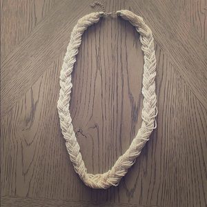 White beaded braid necklace